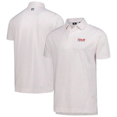 Men's FootJoy White TOUR Championship ProDry Bounce Print Stretch Pique Polo