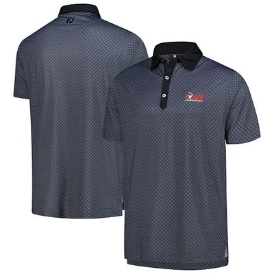 Men's FootJoy Black TOUR Championship Checker Print Lisle ProDry Polo
