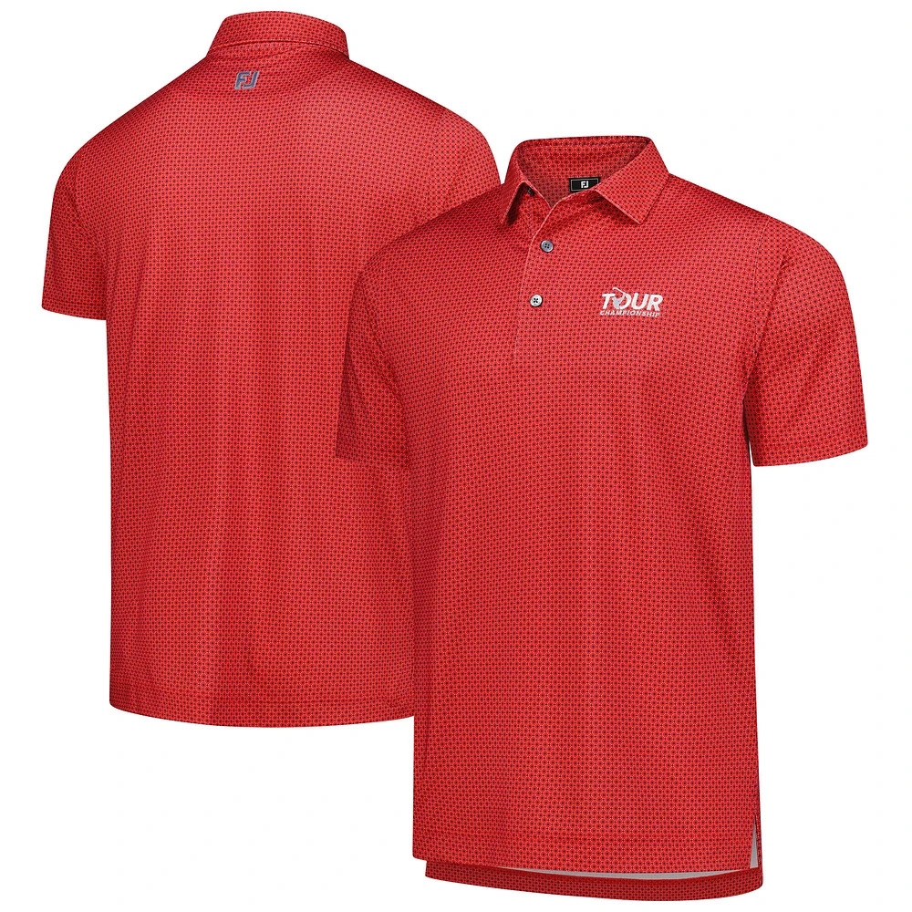 Men's FootJoy Red TOUR Championship Dot Geo Print Lisle ProDry Polo