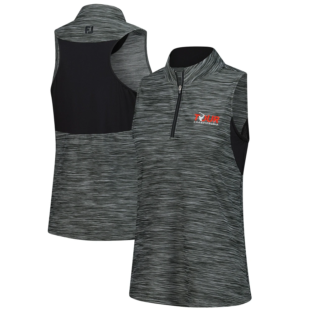 Women's FootJoy Black TOUR Championship Space Dye Racerback Polo