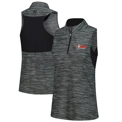 Women's FootJoy Black TOUR Championship Space Dye Racerback Polo
