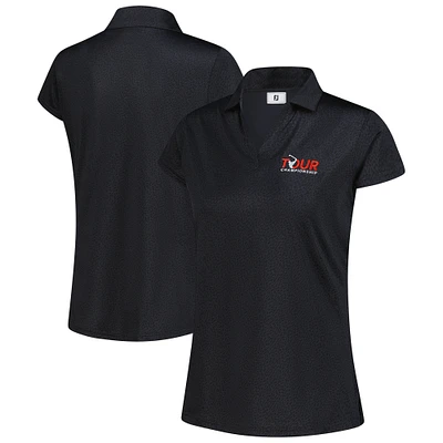 Women's FootJoy Black TOUR Championship Cap Sleeve Printed Polo