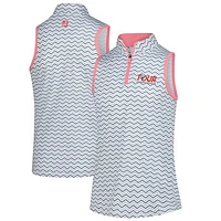 Girls Youth FootJoy White TOUR Championship Chevron Dot Sleeveless Polo