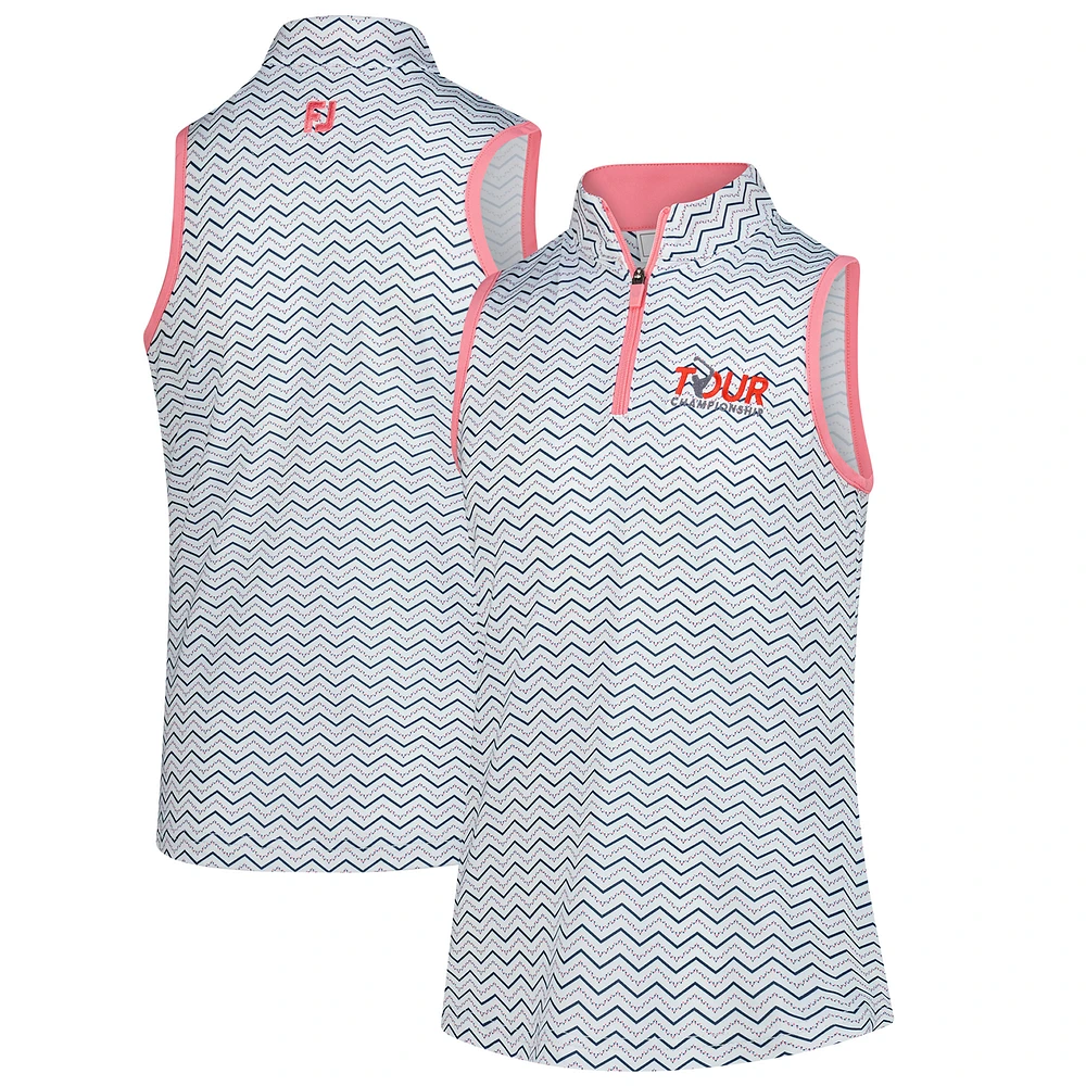 Girls Youth FootJoy White TOUR Championship Chevron Dot Sleeveless Polo
