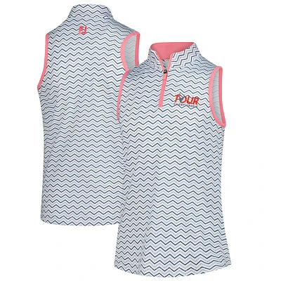 Girls Youth FootJoy White TOUR Championship Chevron Dot Sleeveless Polo