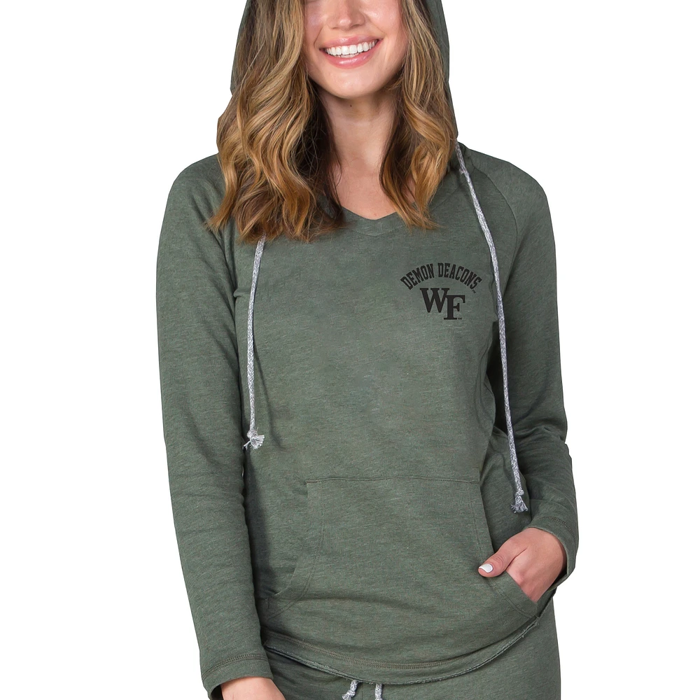 Women's Concepts Sport Olive Wake Forest Demon Deacons Mainstream French Terry Tri-Blend V-Neck Pullover Hoodie