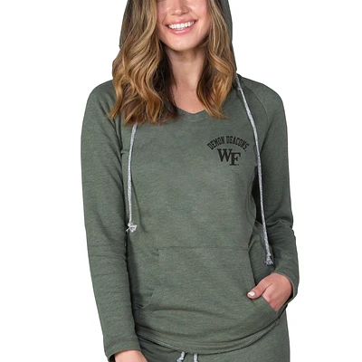 Women's Concepts Sport  Olive Wake Forest Demon Deacons Mainstream French Terry Tri-Blend V-Neck Pullover Hoodie