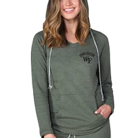 Women's Concepts Sport  Olive Wake Forest Demon Deacons Mainstream French Terry Tri-Blend V-Neck Pullover Hoodie