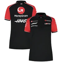 Women's Haas F1 Black Team Fitted Quarter-Zip Polo