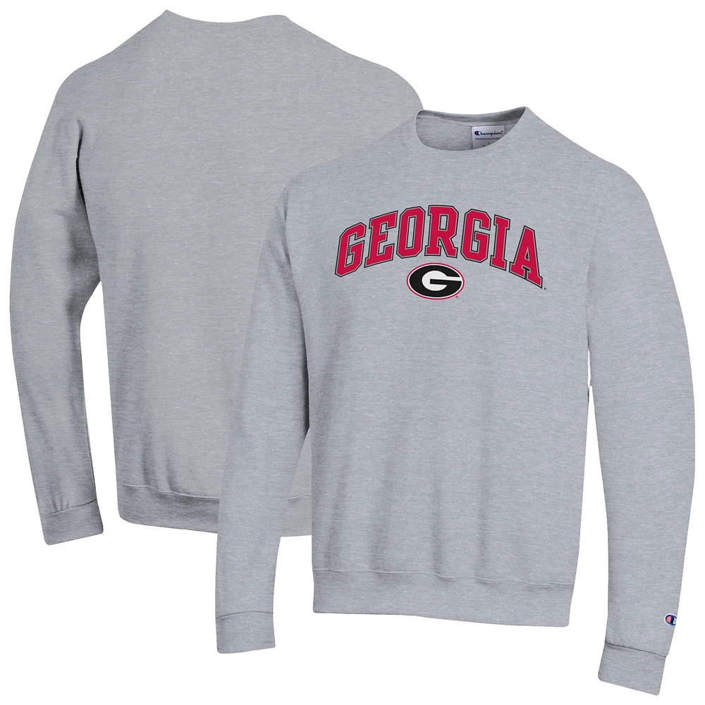 Men's Champion Heather Gray Georgia Bulldogs Arch Over Logo Pullover Sweatshirt
