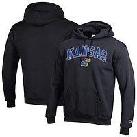 Men's Champion  Black Kansas Jayhawks Arch Over Logo Pullover Hoodie