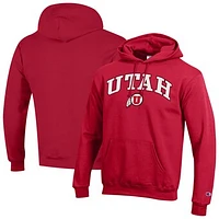 Men's Champion  Scarlet Utah Utes Arched Logo Fleece Pullover Hoodie
