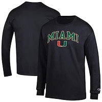 Men's Champion  Black Miami Hurricanes Arch Over Logo Long Sleeve T-Shirt