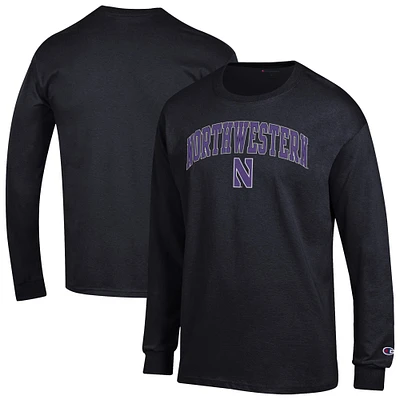 Men's Champion  Black Northwestern Wildcats Arch Over Logo Long Sleeve T-Shirt