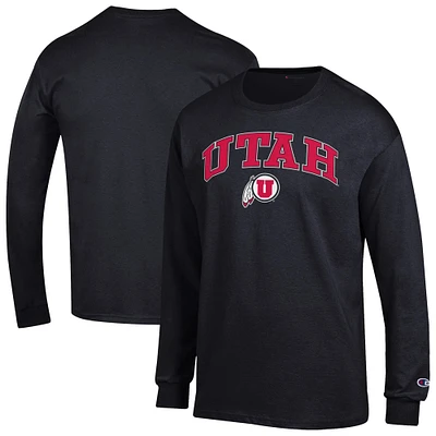 Men's Champion  Black Utah Utes Arch Over Logo Long Sleeve T-Shirt