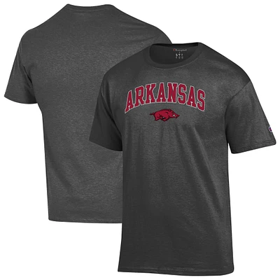 Men's Champion  Charcoal Arkansas Razorbacks Arched Logo T-Shirt