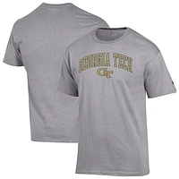 Men's Champion  Heather Gray Georgia Tech Yellow Jackets Arch Over Logo T-Shirt