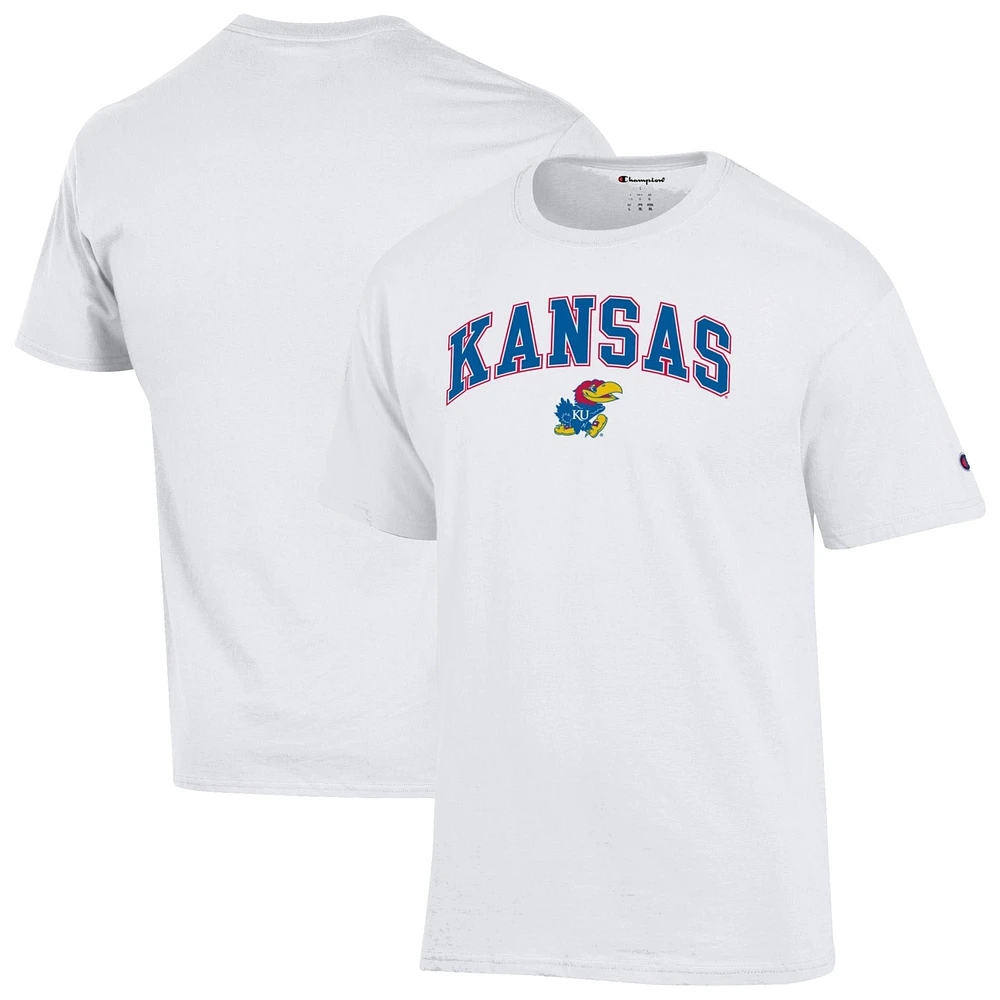 Men's Champion White Kansas Jayhawks Arched Logo T-Shirt