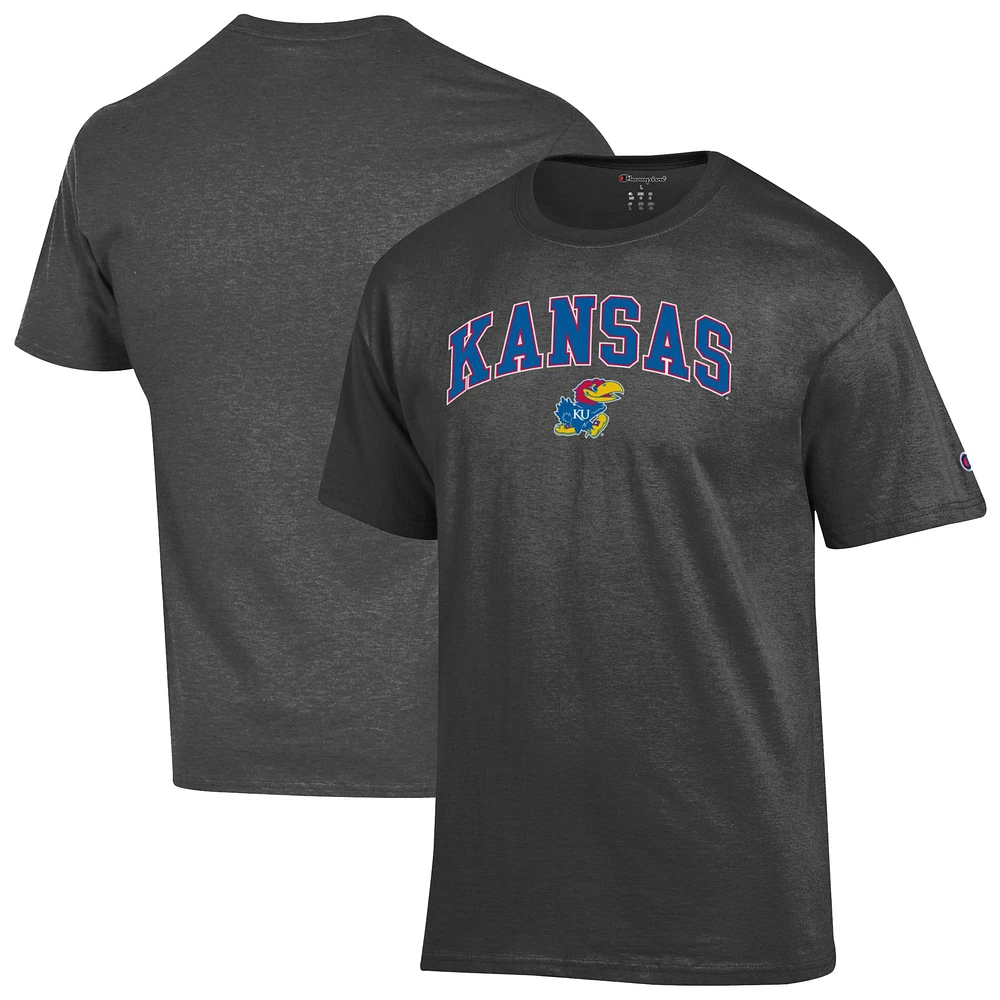 Men's Champion Charcoal Kansas Jayhawks Arched Logo T-Shirt