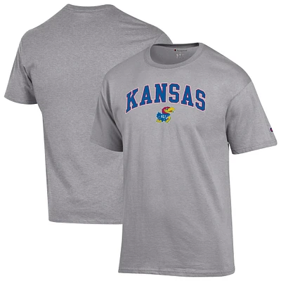 Men's Champion  Heather Gray Kansas Jayhawks Arched Logo T-Shirt