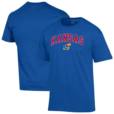 Men's Champion  Royal Kansas Jayhawks Arch Over Logo T-Shirt