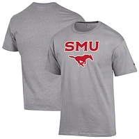 Men's Champion  Heather Gray SMU Mustangs Arched Logo T-Shirt
