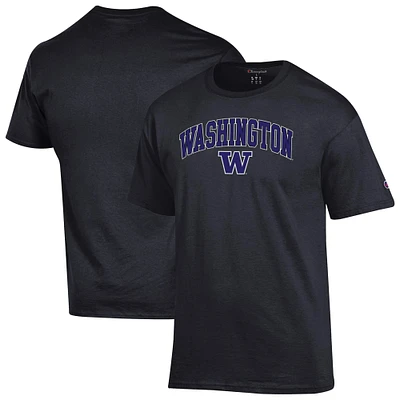 Men's Champion  Black Washington Huskies Arched Logo T-Shirt