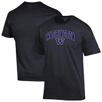 Men's Champion  Black Washington Huskies Arched Logo T-Shirt