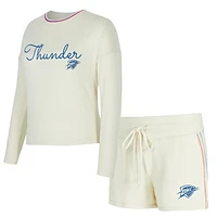 Women's Concepts Sport Cream Oklahoma City Thunder Kaki Hacci Knit Long Sleeve Top & Shorts Set