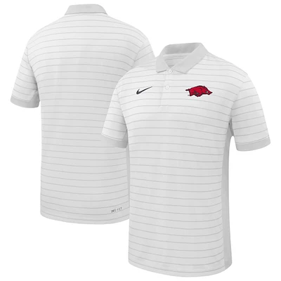 Men's Nike White Arkansas Razorbacks 2025 Sideline Victory Stripe Performance Polo