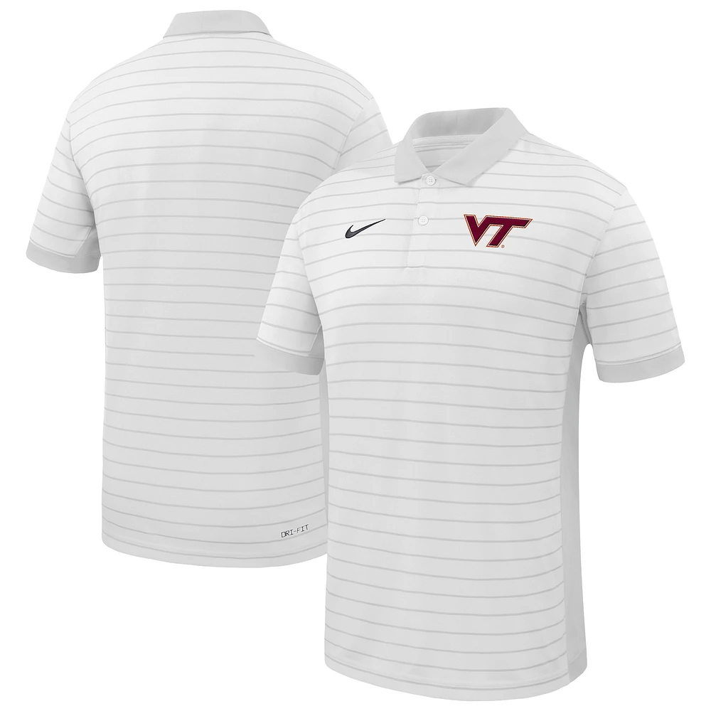 Men's Nike White Virginia Tech Hokies 2025 Sideline Victory Stripe Performance Polo