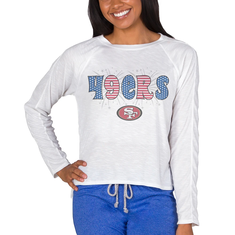 Women's Concepts Sport White San Francisco 49ers Gable Knit Raglan Long Sleeve T-Shirt