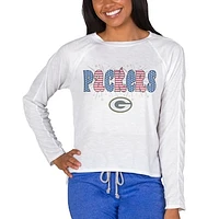 Women's Concepts Sport White Green Bay Packers Gable Knit Raglan Long Sleeve T-Shirt