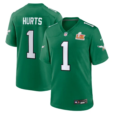 Men's Nike Jalen Hurts Kelly Green Philadelphia Eagles Super Bowl LIX 2nd Alternate Game Jersey