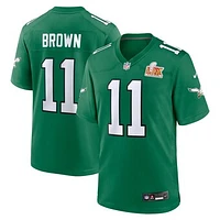 Men's Nike A.J. Brown Kelly Green Philadelphia Eagles Super Bowl LIX 2nd Alternate Game Jersey