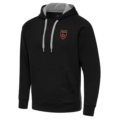 Men's Antigua  Black Phoenix Rising FC Victory Raglan Pullover Hoodie