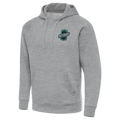 Men's Antigua  Heather Gray Colorado Springs Switchbacks FC Victory Raglan Pullover Hoodie