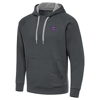 Men's Antigua  Charcoal Louisville City FC Victory Raglan Pullover Hoodie