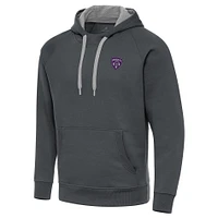 Men's Antigua  Charcoal Louisville City FC Victory Raglan Pullover Hoodie
