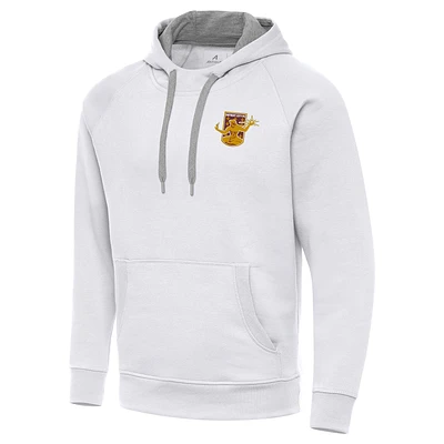 Men's Antigua  White Detroit City FC Victory Raglan Pullover Hoodie