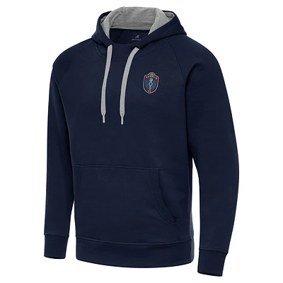 Men's Antigua  Navy Memphis 901 FC Victory Raglan Pullover Hoodie