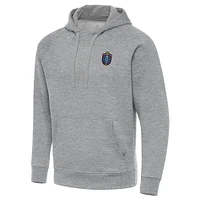 Men's Antigua  Heather Gray Memphis 901 FC Victory Raglan Pullover Hoodie