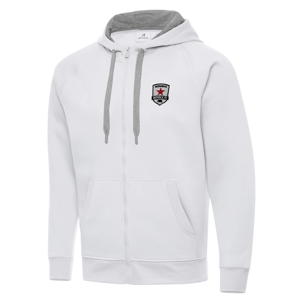 Men's Antigua Sacramento Republic FC Victory Raglan Full-Zip Fleece Hoodie