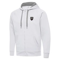 Men's Antigua  White San Antonio FC Victory Raglan Full-Zip Fleece Hoodie