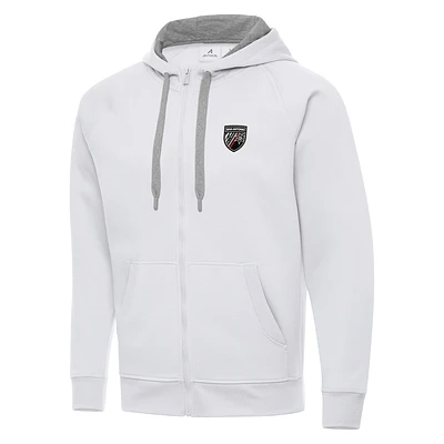 Men's Antigua  White San Antonio FC Victory Raglan Full-Zip Fleece Hoodie