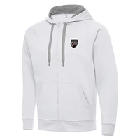 Men's Antigua  White San Antonio FC Victory Raglan Full-Zip Fleece Hoodie