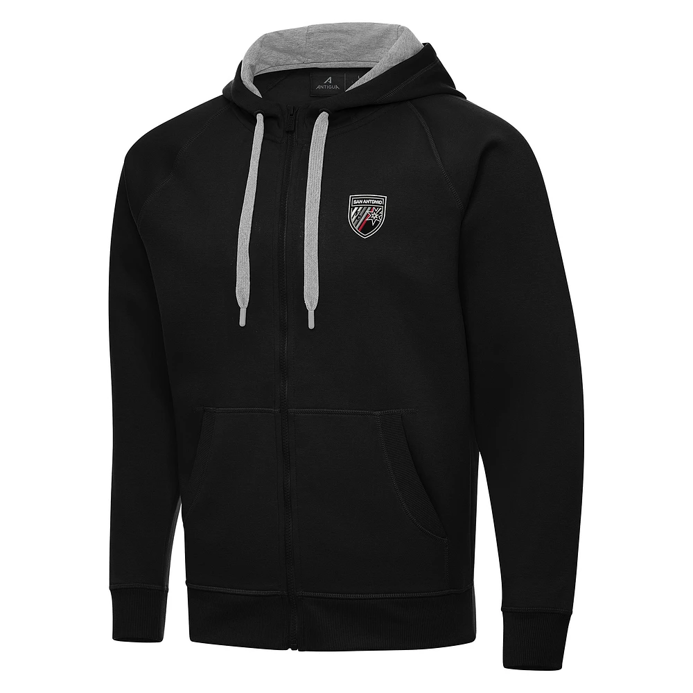 Men's Antigua San Antonio FC Victory Raglan Full-Zip Fleece Hoodie