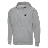 Men's Antigua  Heather Gray San Antonio FC Victory Raglan Full-Zip Fleece Hoodie
