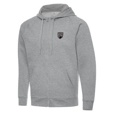 Men's Antigua  Heather Gray San Antonio FC Victory Raglan Full-Zip Fleece Hoodie