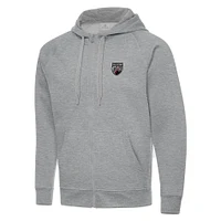 Men's Antigua  Heather Gray San Antonio FC Victory Raglan Full-Zip Fleece Hoodie